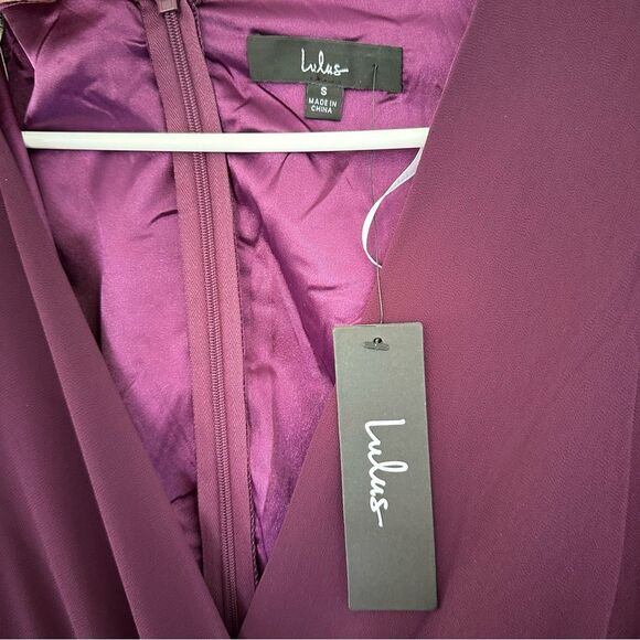Lulu’s Adoring You Long Sleeve Maxi Dress NEW Women’s Small Purple Chiffon Gown - Picture 6 of 10